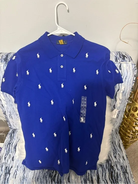Ralph Lauren Royal Blue Polo with White Pony Logos