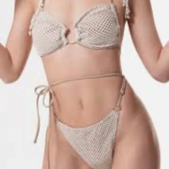 Vintage Tie Side, Brazilian Style Elegant Cream Bikini Set