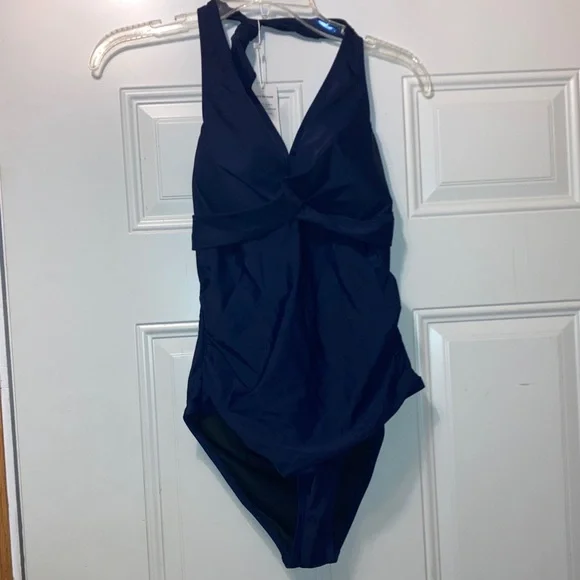 Navy‎ Blue Halter Swimsuit 8 NWT