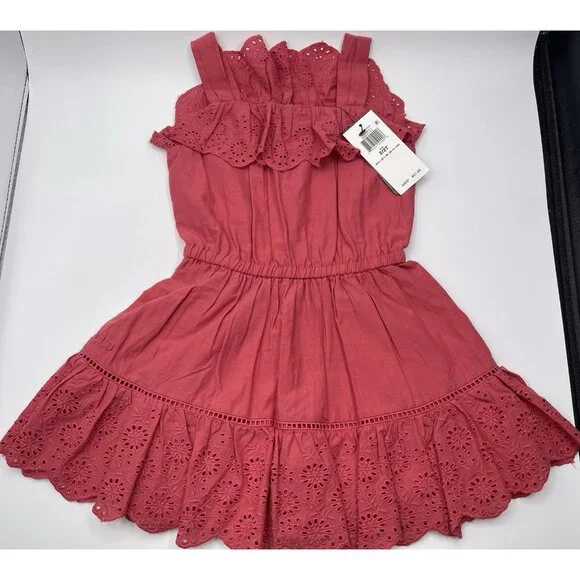 Ralph Lauren Dress Girls Toddlers‎ Size 2T Pink Lace Eyelet Ruffle Sundress