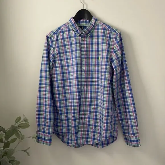 Ralph Lauren Boys Button Down Shirt. Size‎ XL (18-20) Blue/pink/green plaid