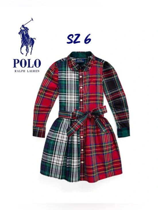 Polo Ralph Lauren sz 6 Plaid cotton fun shirt dress red green