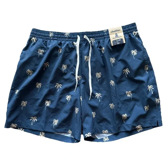 Chubbies The Midnight Swim Trunks Men's 2XL Blue‎ Palms Lined 5.5