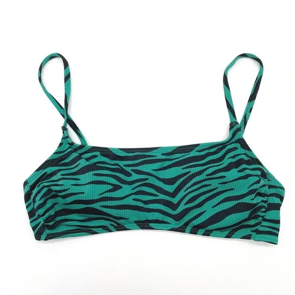 Xhilaration Womens Bikini Top Size Large Y2K‎ Swim Zebra Statement Preppy Bold