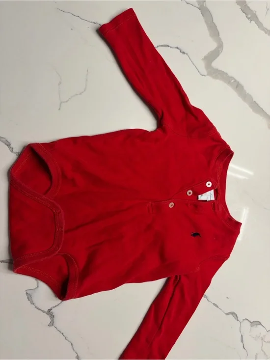 Ralph Lauren Red Baby Onesie with Polo Tag