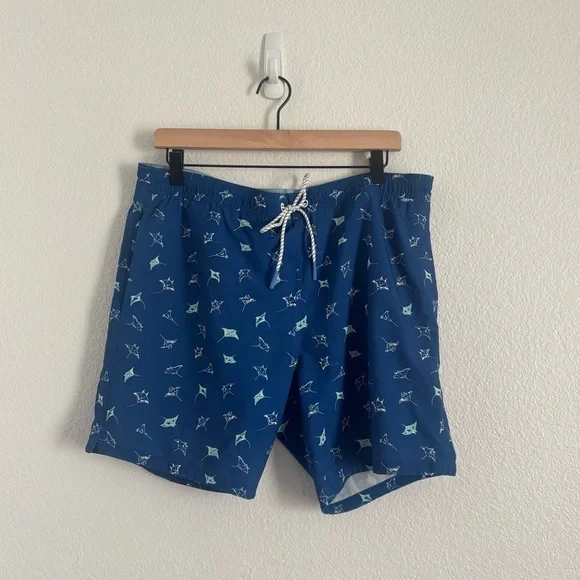 Bonobos Men Size Medium Blue Riviera Stingray Print Swim Trunk Shorts 7