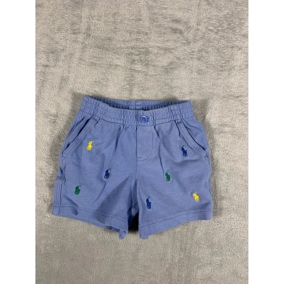 Ralph Lauren Polo Boys Shorts 24M Blue 100% Cotton Elastic Waistband Months