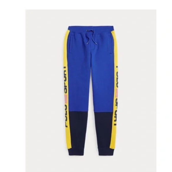 Ralph Lauren Blue and Yellow Colorblock Kids Joggers