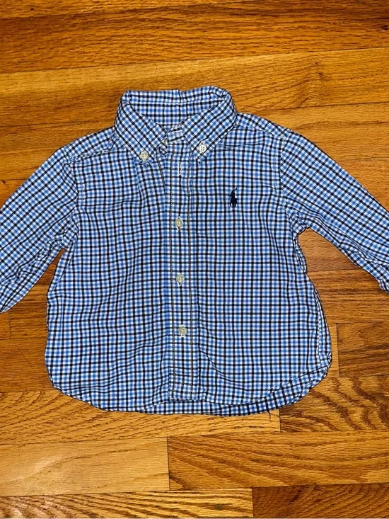 Ralph Lauren Baby Boy Checked Button-Down Shirt Size 9M