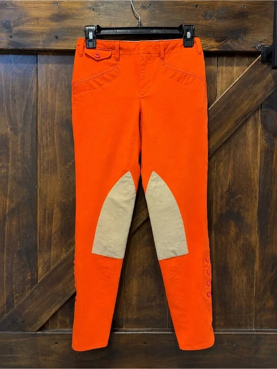 Ralph Lauren Orange Kids Breeches with Tan Knee Patches