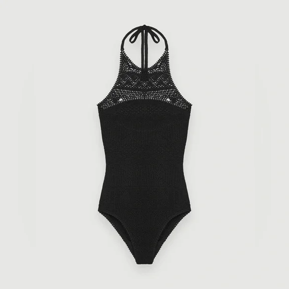 NWT Maje Monbo Crochet Swimsuit Bodysuit Top