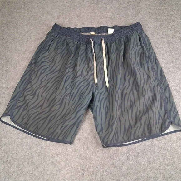 Fair Harbor Swim Trunk Men XXL Green Zebra Print Board Shorts Drawstring Stretch