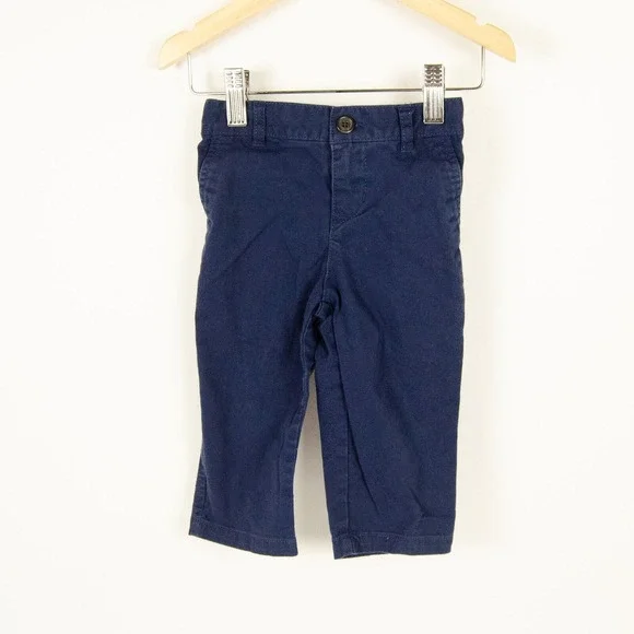 Ralph Lauren Chino Pants Kids 12M Navy Blue Cotton Twill Elastic Waist‎ Trousers