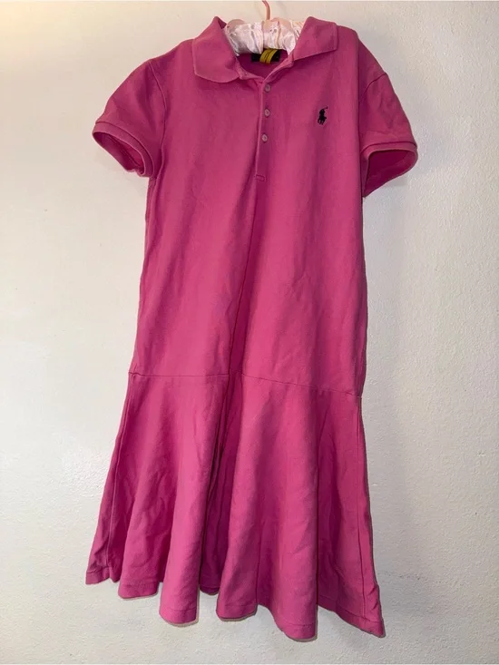Ralph Lauren Hot Pink Polo Shirt Dress with Embroidered Pony