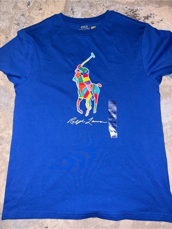 Ralph Lauren Royal Blue Short-Sleeve Polo Player Graphic Tee