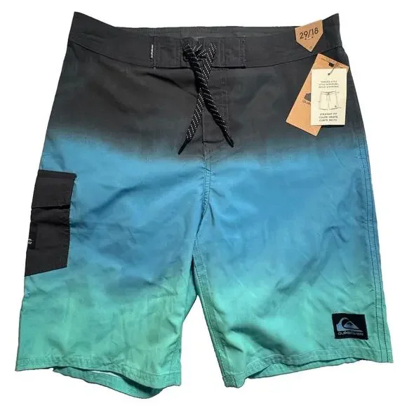 Quiksilver Boardshorts 29 18 Mens Turquoise Ombre Swim Trunks NWT