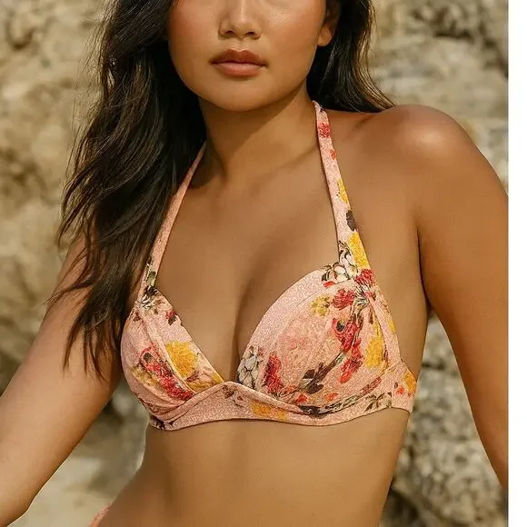 Jets by Jessika Allen Floral 50s Gathered Halter Bikini Top