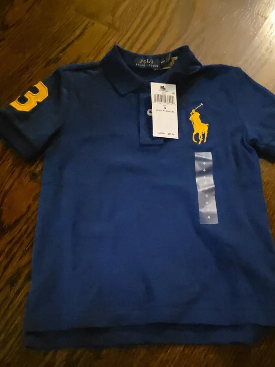 Ralph Lauren Kids Royal Blue Polo with Yellow Pony & Sleeve Number