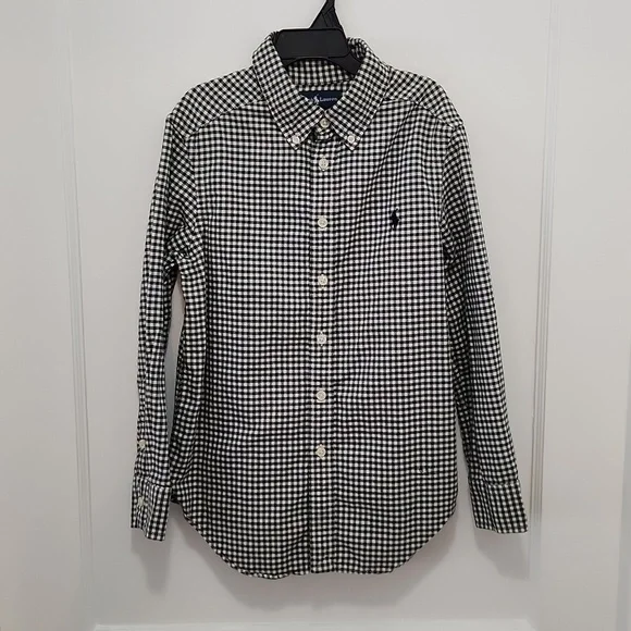 Ralph Lauren Kids Green Check Button Down Oxford Shirt Size Small (8)