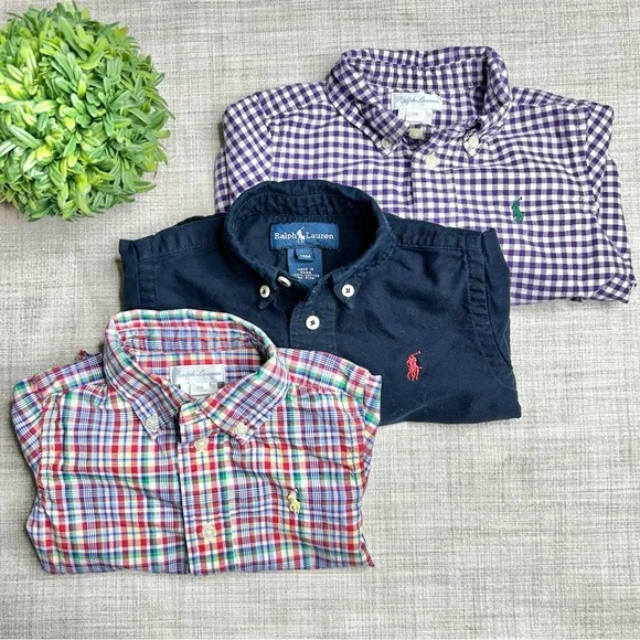 Ralph Lauren/ Polo long sleeve button up shirt bundle, plaid and solid