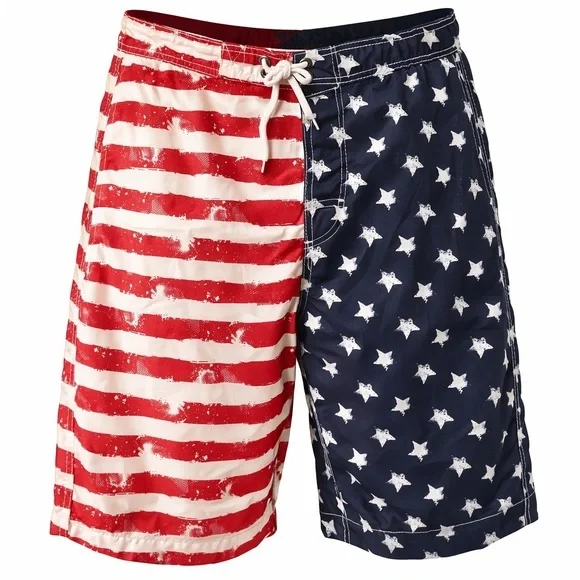 Vintage American Flag Board Shorts USA Swim Trunks L Fits XL