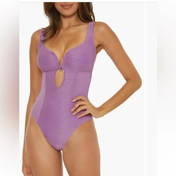 Becca NEW Celeste Sparkle cutout rib One piece $148 MSRP🔥🔥🔥