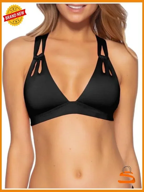 Adjustable Halter Bikini Top, Removable Cups, Nylon Spandex, Size Small