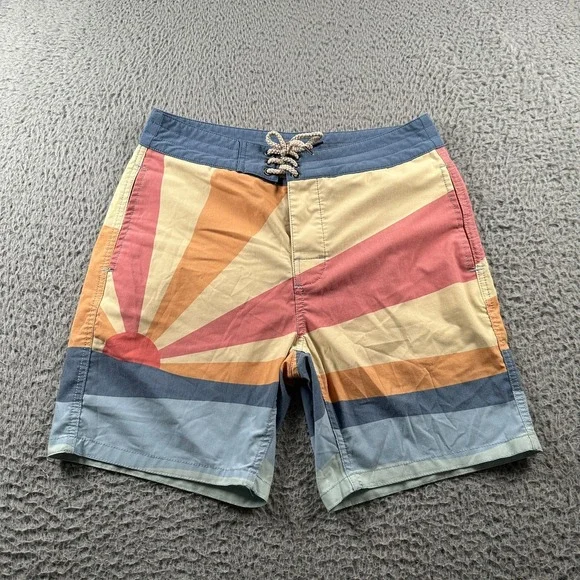 Faherty Boardshorts Mens 29 Lace Up Sunburst Swim Trunks‎ Multicolor Stretch