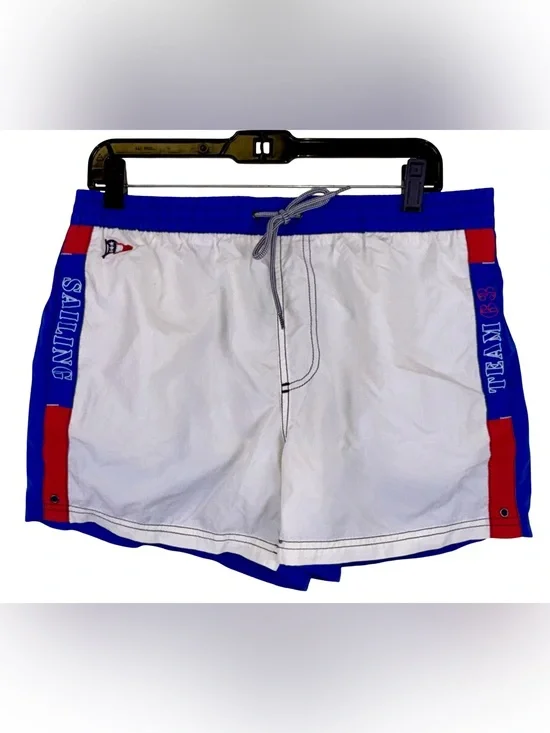 SCUOLA NAUTICA ITALIANA SWIM TRUNKS IN WHITE AND BLUE