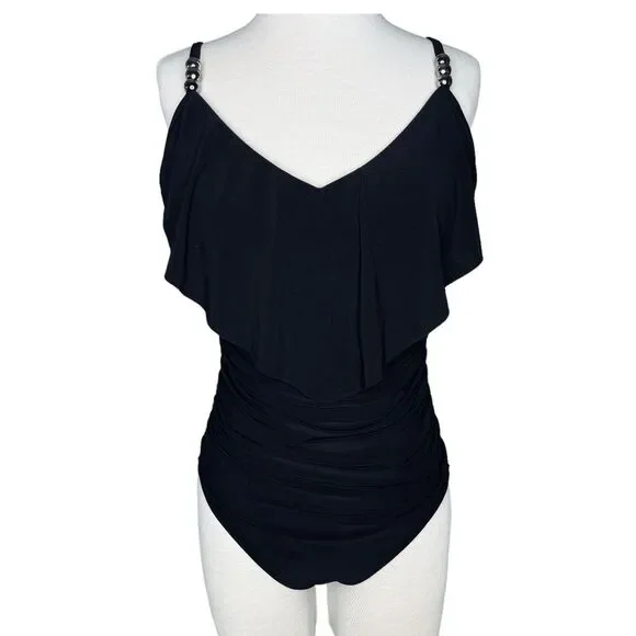 Magicsuit Isabel One Piece Swimsuit sz 10 * Black Slimming Tummy Control Beach