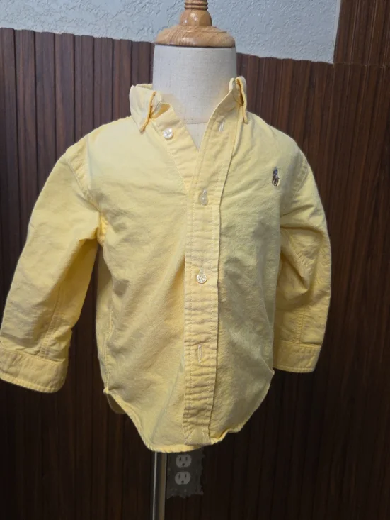 Ralph Lauren Pale Yellow Cotton Button-Down Shirt for Kids