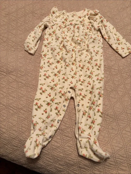 Ralph Lauren Cream Floral Footed One-Piece