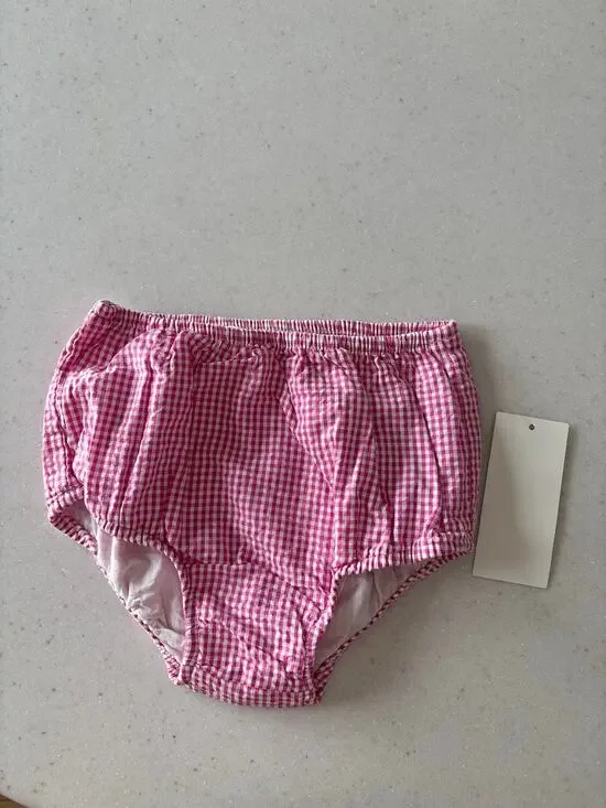 Ralph Lauren Baby Pink Gingham Bloomers 18M Cotton Diaper Cover Shorts NWT