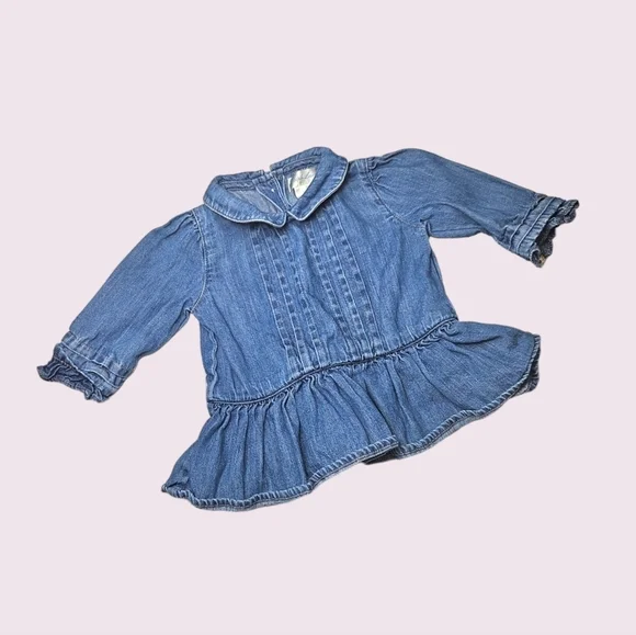 Ralph Lauren Baby Girl Long Sleeve Jean Top Size 3 Months