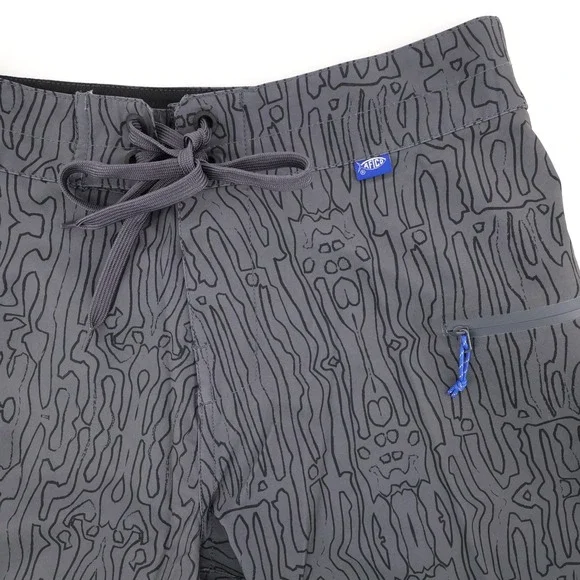 NEW AFTCO AFTECH Topo Print Board Shorts Grey Mens 28 Inseam 8