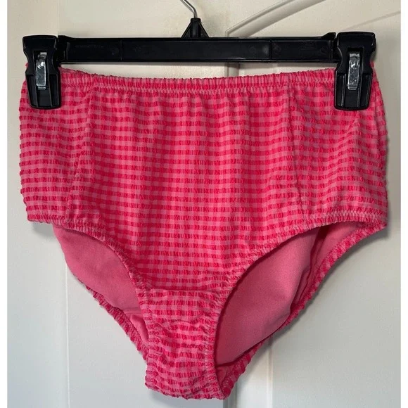 Vintage Envya Swimwear Two Tone Pink‎ Plaid Bikini Bottom Textured Small Y2K