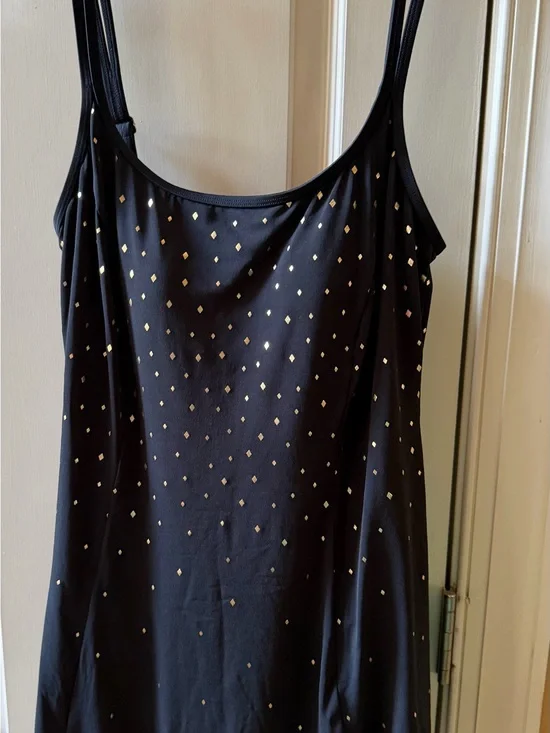 Longitude Black One-Piece Swimsuit with Gold Diamond Accents
