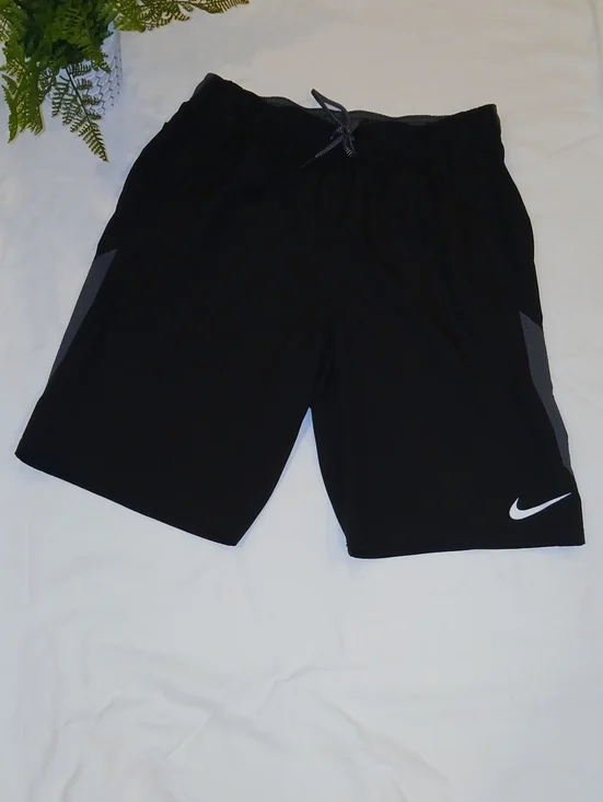 Nike Men’s Black Swim Trunks with White Swoosh and Gray Panels