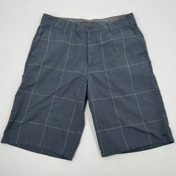 O'Neill Men's Plaid Shorts Size 30 Gray‎ Relaxed Fit Casual Beach Surf