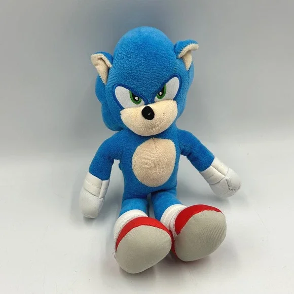 Sega Sonic the Hedgehog Plush Blue Small Movie Version EUC 10 T x 4 x 4 in