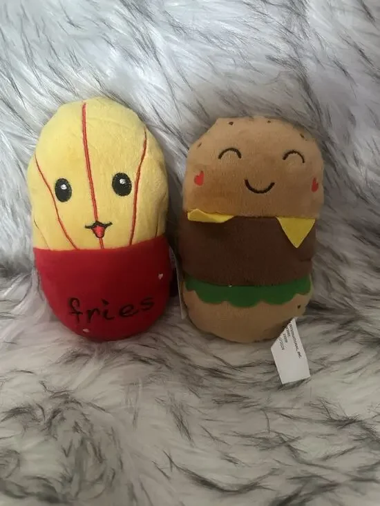 Small Hamburger & Fries Stuffed Plush Toy Collectible Pair - VALENTINE LOVE gift