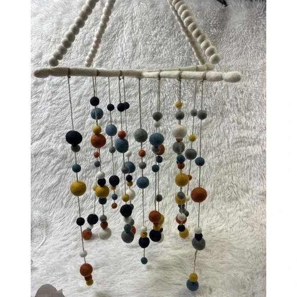 West Elm Pottery Barn Kids Felted Pom Pom Mobile Wool Fair Trade Nepal 32