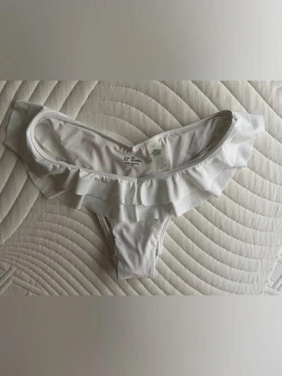 aerie White Ruffle Bikini Bottoms