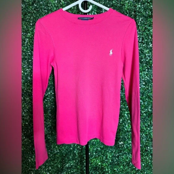 Ralph Lauren Girl’s Large Cotton Sport Long Sleeve Pink Shirt