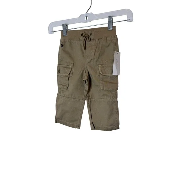 Ralph Lauren Cargo Pants Baby Boys 9-12 Months Beige Drawstring Pockets‎ Casual