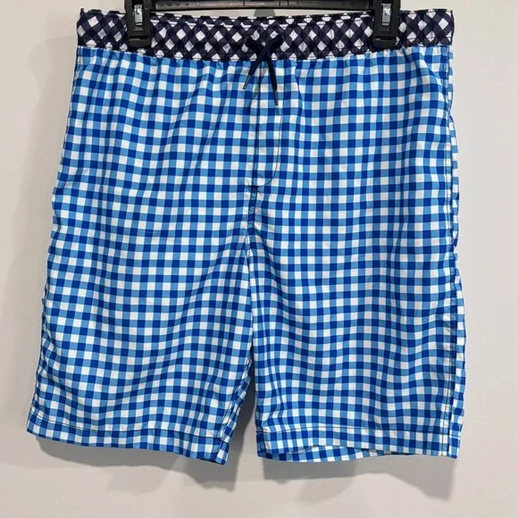 Draper James Lands End Mens Swim Trunks XXL Gingham Check Preppy Coastal 21250