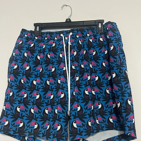 Blue Toucan Print‎ Swim Shorts