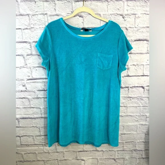 Lands’ End‎ Terry Cloth Cover-Up Dress – XL/P (18) – Turquoise Blue