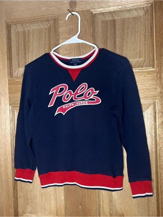 Ralph Lauren boys Navy Sweatshirt with Red & White  size S