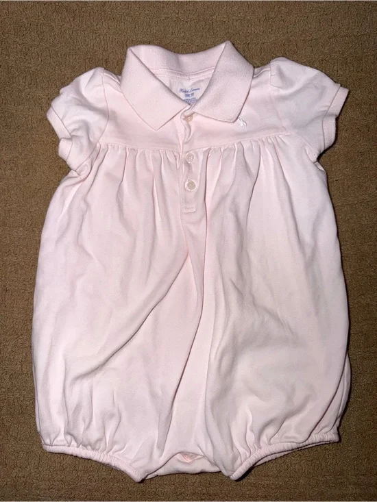 Baby Ralph Lauren Light Pink Polo-Style Romper